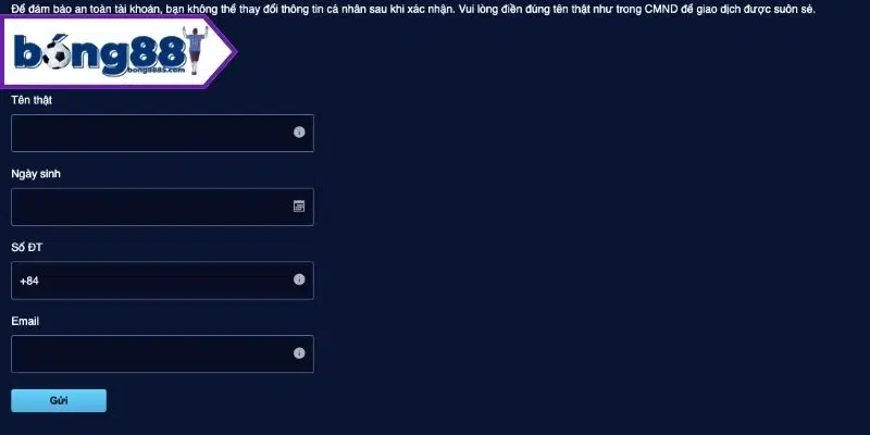 Hướng dẫn rút tiền Bong88 về tài khoản ngân hàng cá nhân Xác thực thông tin cá nhân trước khi thực hiện rút tiền Bong88